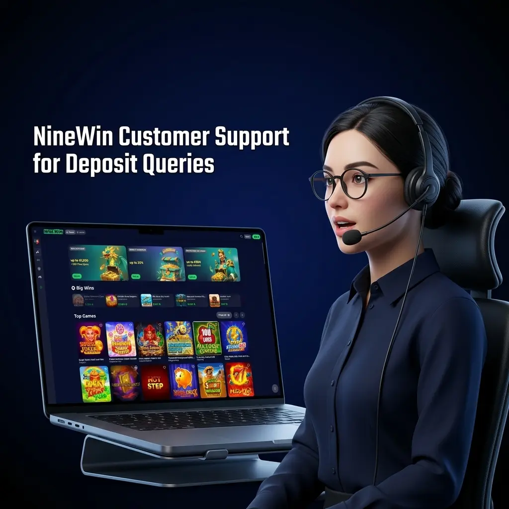 NineWin customer support options for deposit queries including live chat, email, and help centre for UK players