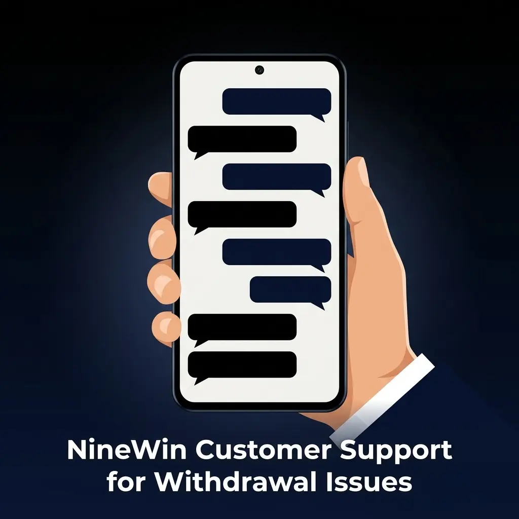 NineWin customer support options for withdrawal issues including live chat, email, and Help Centre available 24/7